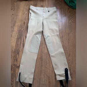 On Course Tan Equestrian Horseback Riding Pants Stirrups Girls 16